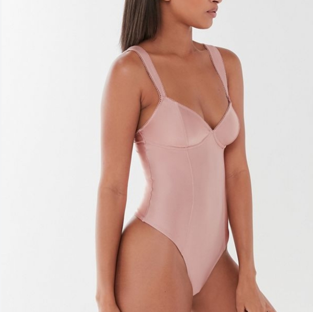 Urban Outfitters Out From Under Valentina Satin Bodysuit in pink size Medium